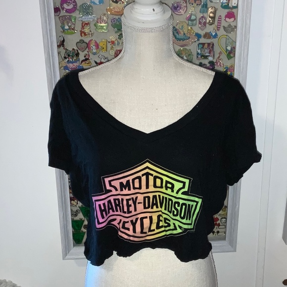 Women’s Harley Davidson Cropped Shirt Preowned SIZE X-LARGE - Picture 1 of 3